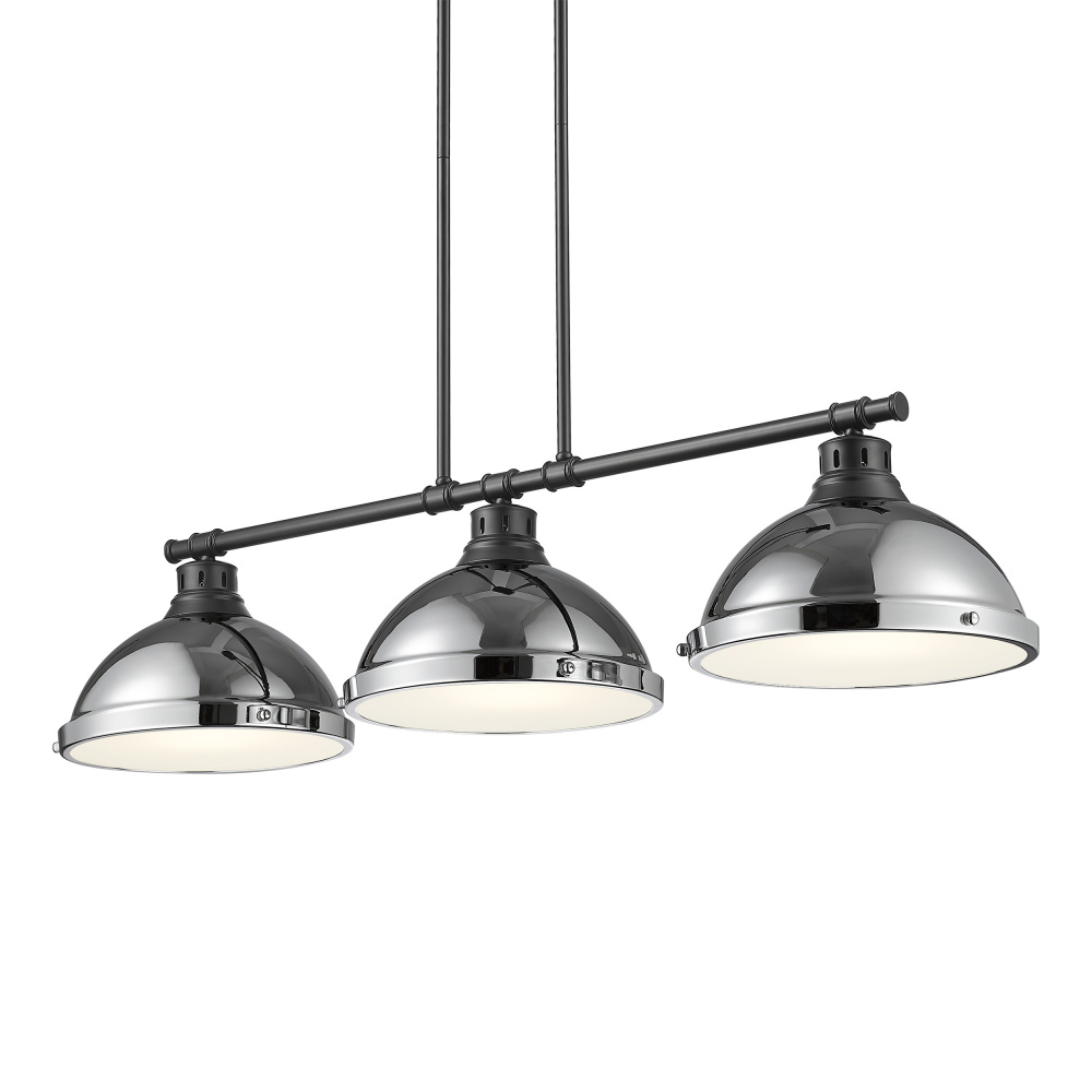 Yep by Golden Lighting Duncan 3-light Island Light in Matte Black and Chrome shade